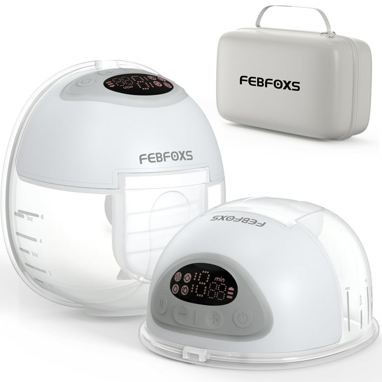 FEBFOXS Double Breast Pump, 2Pcs Hands-Free Breast Pump with 4
