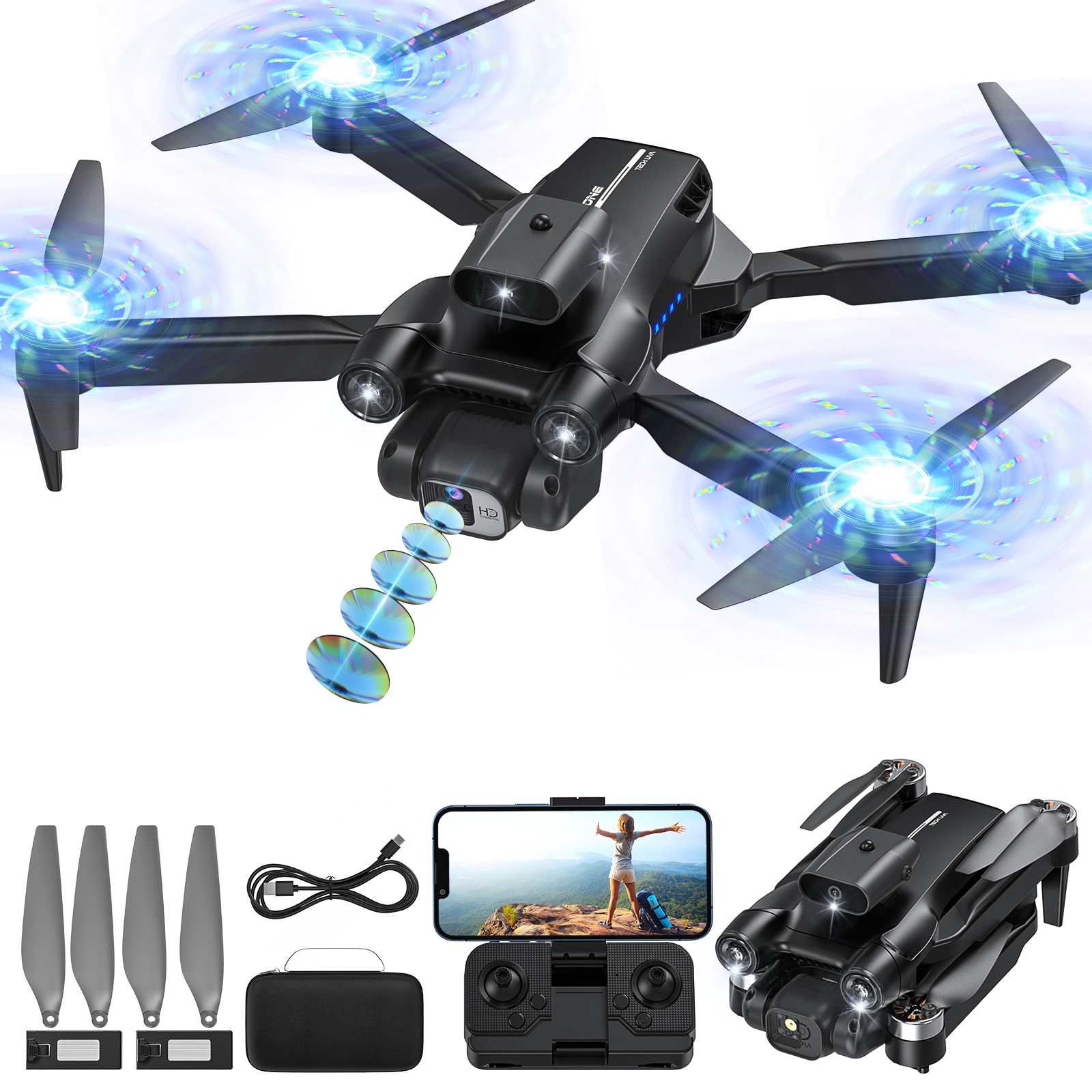 YCFUN BD101 Drones with Camera for Kids Beginners, 1080P HD Drones for