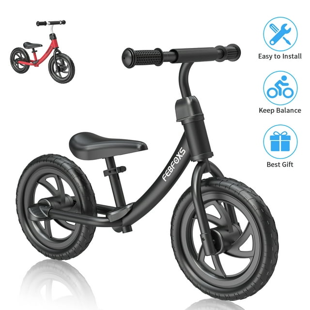 FEBFOXS Toddler Balance Bike, No Pedal Beginner Kids Balance Bike with ...