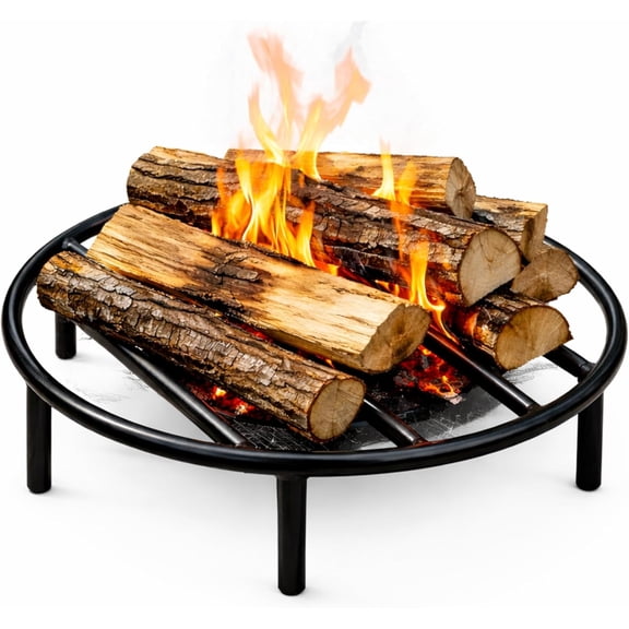 FEBTECH - 12" Round Fire Pit Grate with 4 Legs | Heat Resistant | 3" H | | Heavy Duty Log Grate to Improve Airflow for Campfire, Bonfire & Backyard | Firepit Accessory for Outside | Fireplace Grate