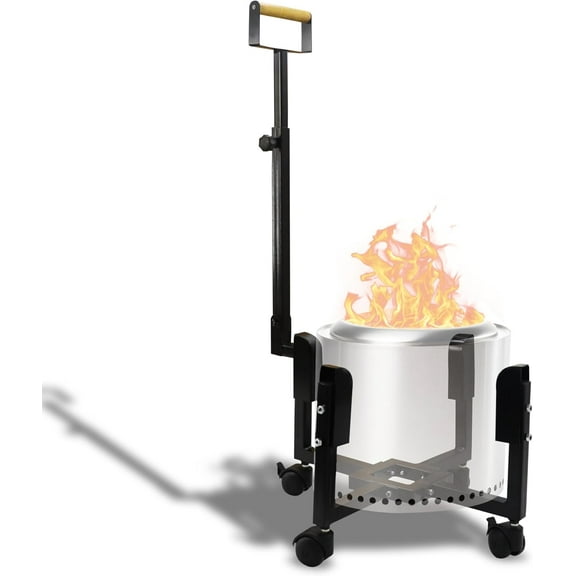 FEBTECH 17.5" Portable Firepit Trolley Stand with Telescopic Handle for 15.5" Smokeless Firepit
