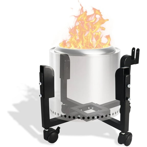 FEBTECH 17.5 inch Portable Firepit Trolley Stand for 15.5 Inch Firepit with Support Arm & Caster Wheels
