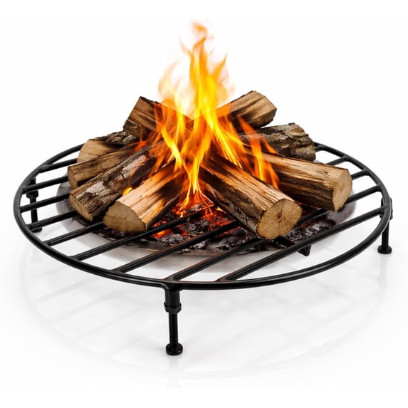 FEBTECH - 19" Round Fire Pit Grate with 4 Legs | Heat Resistant | 3.5" H | Sturdy Log Grate to Improve Airflow for Campfire, Bonfire & Backyard | Firepit Accessory for Outside | Fireplace Grate