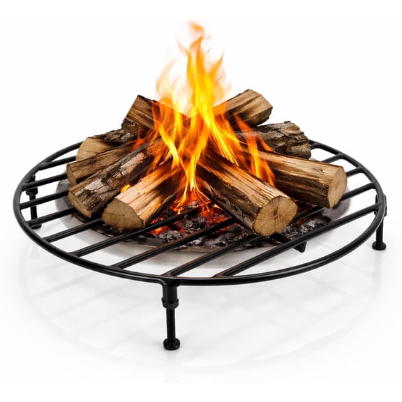 FEBTECH - 19" Round Fire Pit Grate with 4 Legs | Heat Resistant | 3.5" H | Sturdy Log Grate to Improve Airflow for Campfire, Bonfire & Backyard | Firepit Accessory for Outside | Fireplace Grate