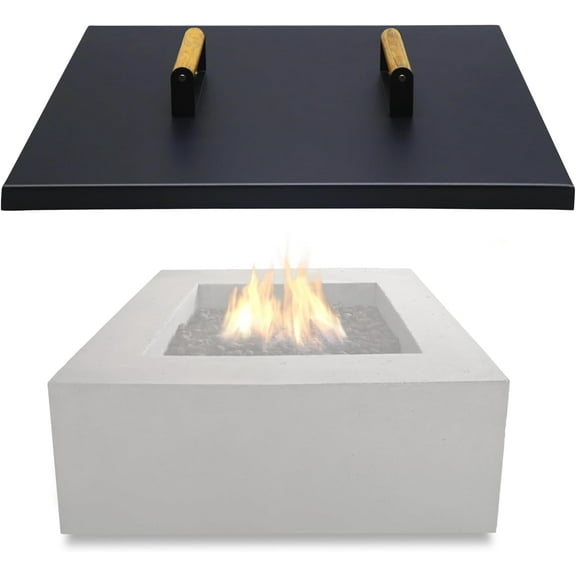 FEBTECH 21" Fire Pit Snuffer Lid Square for 19" Fire Pits with Wooden Handles