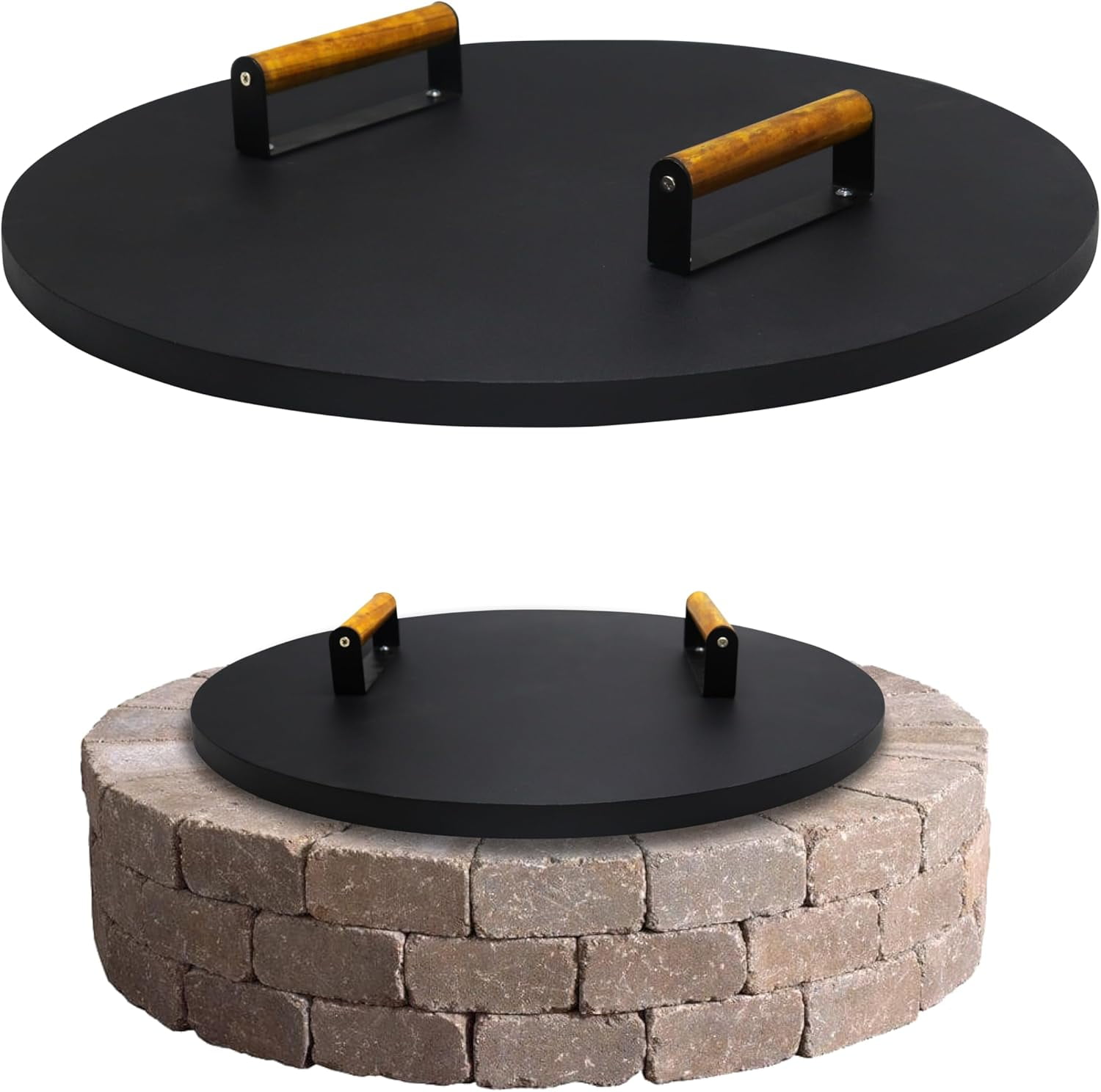 FEBTECH 22" Tabletop Fire Pit Lid - 16 Gauge Carbon Steel Fire Pit Potective Shield With Heat Resistant Coating - Perfect for Fire Pit Inside up to 20 Inches