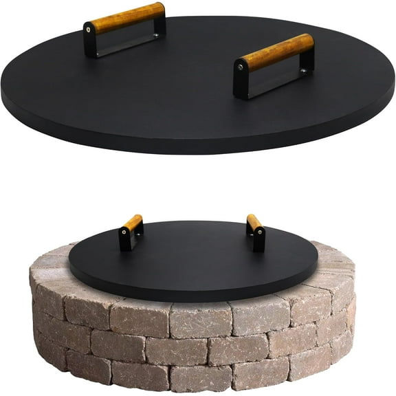 FEBTECH 22" Tabletop Fire Pit Lid - 16 Gauge Carbon Steel Fire Pit Potective Shield With Heat Resistant Coating - Perfect for Fire Pit Inside up to 20 Inches