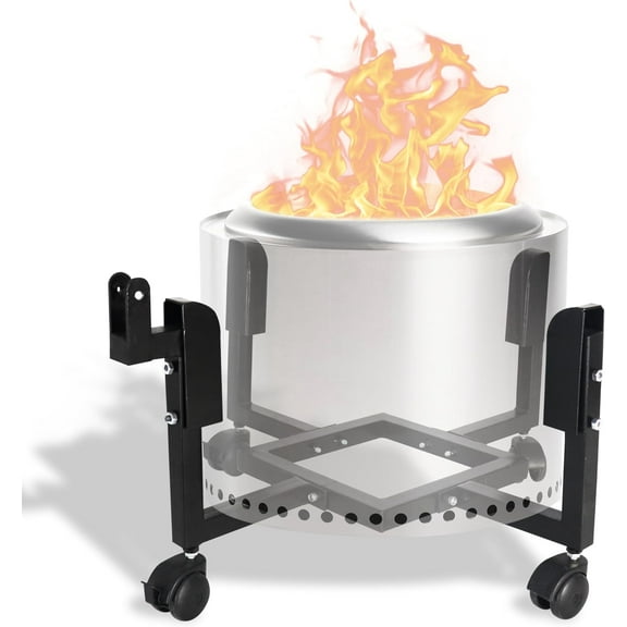 FEBTECH 22 inch Portable Firepit Trolley Stand for 19.5 Inch Firepit with Support Arm & Caster Wheels
