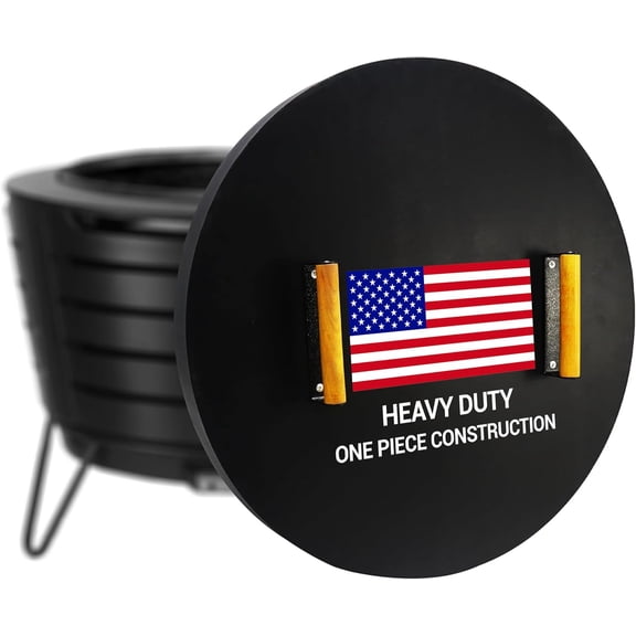 FEBTECH 25.5 inch Round Firepit Lid Compatible for 25" Smokeless Fire Pit with 2 Wooden Handles