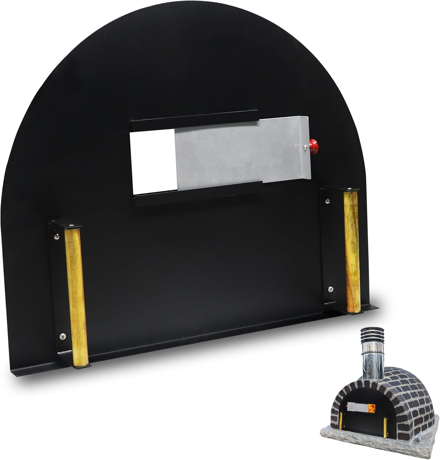 FEBTECH 25” x 20” Pizza Oven Door - Stainless Steel Outdoor Brick Oven Door - Brick Pizza Oven Door W/Viewing Window
