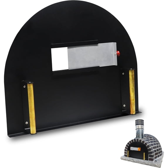 FEBTECH 25” x 20” Pizza Oven Door - Stainless Steel Outdoor Brick Oven Door - Brick Pizza Oven Door W/Viewing Window