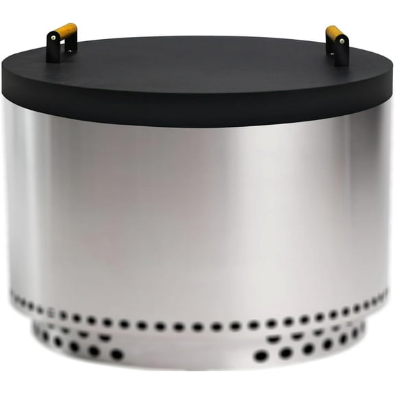 FEBTECH 27.5 inch Round Firepit Lid Perfect Fit for 27" Smokeless Fire Pits with 2 Wooden Handles