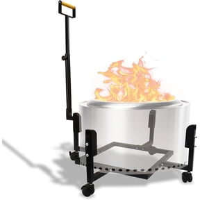 29.5" Firepit Trolley Stand with Telescopic Handle for 27" Smokeless Firepit