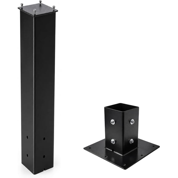 FEBTECH 31 in Heavy Duty Metal Mailbox Post Kit with Concrete Mounting Base, Black