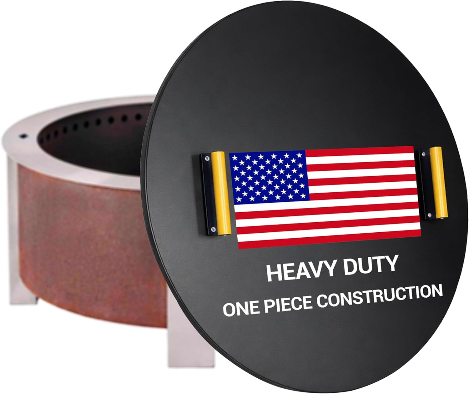 FEBTECH 35" Round Fire Pit Cover Recommended for 34.5 Inch Smokeless Fire Pit with Heat Resistant Coating