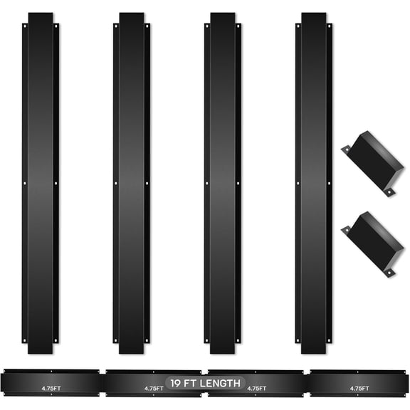 FEBTECH- 4" W x 19 FEET L Metal Lineset Cover - Carbon Steel AC Line Cover for Outdoor to Protect AC Line Set - Black Line Set Cover for Mini Split, Central Air Conditioner, Heat Pump (2 Pack, 4 PCS)
