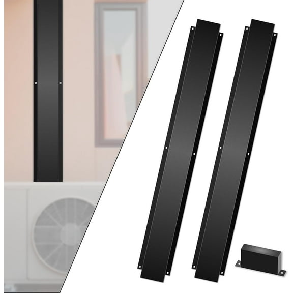 FEBTECH - 4" x 6" x 57"AC Lineset Cover - AC line cover For Outdoor to Protect AC Line Set Black line set cover for Mini Split, central air conditioner, Heat Pump (2 Pcs)