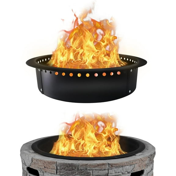 FEBTECH 46” Smokeless Fire Pit Insert - Heavy Duty Outdoor Fire Pit Ring with Heat Resistant Coating - For Outdoor Camping Bonfire