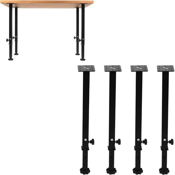 FEBTECH Adjustable Table Legs, Square Metal Legs for Tables, 24-40 Inch | Heavy Duty Table Legs, set of 4, Desk Legs, Dining Table Legs with Levelling Feet, Powder Coated for Home Office DIY Desk
