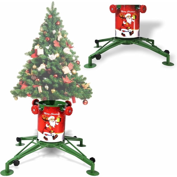 FEBTECH - Christmas tree stand - 6" Wide Cylinder - Adjustable stand - Adorned with Christmas Sleeve - Compatible as Both - Real and artificial tree stand - Christmas tree stand with water reservoir