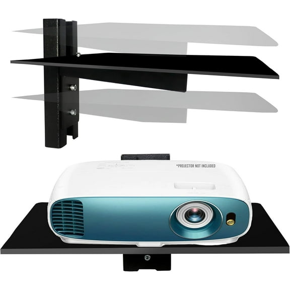 FEBTECH - Floating Shelf for Projector - Wall Entertainment Center Shelves - Floating Shelves for Tv,DVD Players, Games Consoles, Cable Boxes, TV Accessories, Black