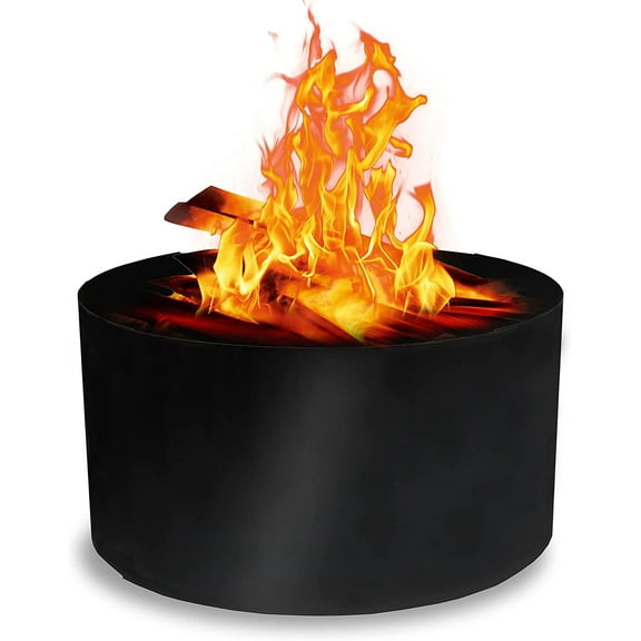 FEBTECH -  Portable Fire Pit Ring Liner, 24 Inch Diameter 12 Inch Height 2 mm Thick Heavy Duty Steel Round Fire Pit Insert for Outdoor Garden Patio Camping Bonfire Black