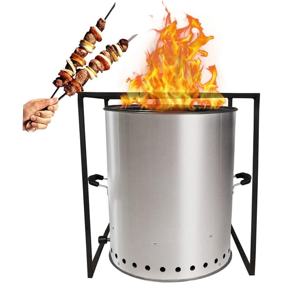 FEBTECH - Portable Smokeless Fire Pit with Cooking Stand, Dual Purpose Stainless Steel Wood Burning Bonfire fire Pit, Outdoor Fire Pit for Camping, Backpacking, and Outdoor Cooking