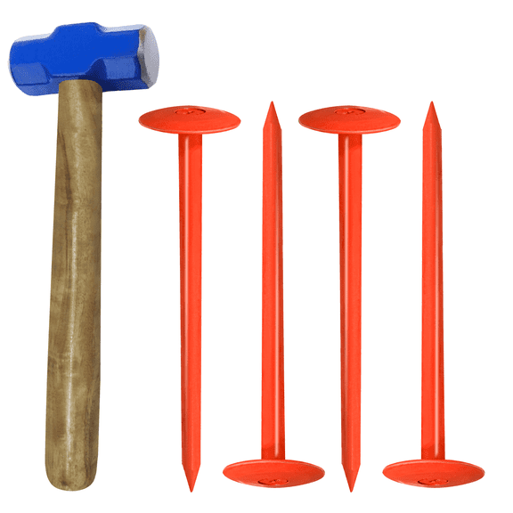 FEBTECH - Septic Tank Marker - 2.3" x 7" - Suitable Property line Markers for Protecting Your Septic Tank and Property Boundary with Solid and Sturdy Septic Tank Marker - Pack of 4 Pcs + 1 Hammer