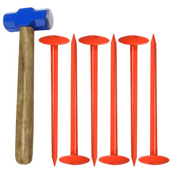 FEBTECH - Septic Tank Marker - 2.3" x 7" - Suitable Property line Markers for Protecting Your Septic Tank and Property Boundary with Solid and Sturdy Septic Tank Marker - Pack of 6 Pcs + 1 Hammer