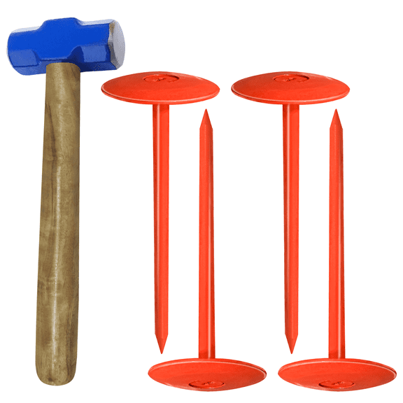 FEBTECH - Septic Tank Marker - 3.5" x 7" - Suitable Property line Markers for Protecting Your Septic Tank and Property Boundary with Solid and Sturdy Septic Tank Marker - Pack of 4 Pcs + 1 Pc Hammer