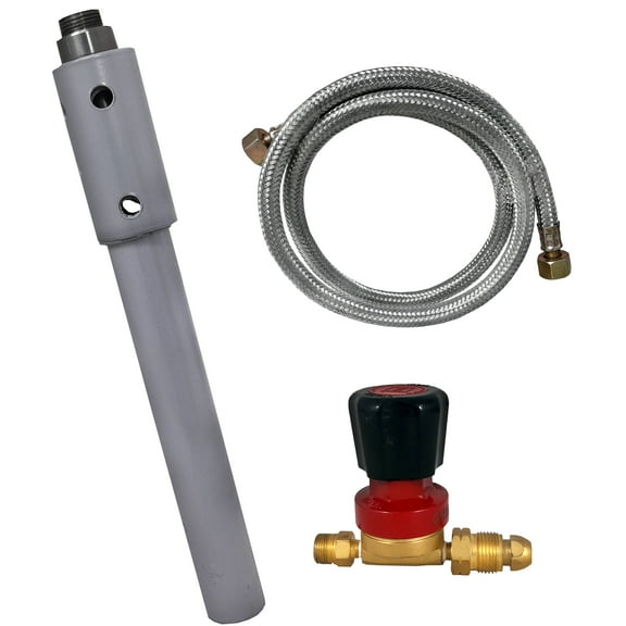 FEBTECH - Single Burner Propane Forge Kit, Burner with Steel Braided Hose and 0-21 PSI Regulator Gas Line Connectors