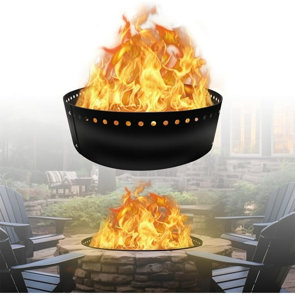 FEBTECH Smokeless Fire Ring Liner - 45" X 12" - Premium Heat Resistant Coated Carbon Steel Portable Fire Ring Insert for Outdoor Camping Bonfires