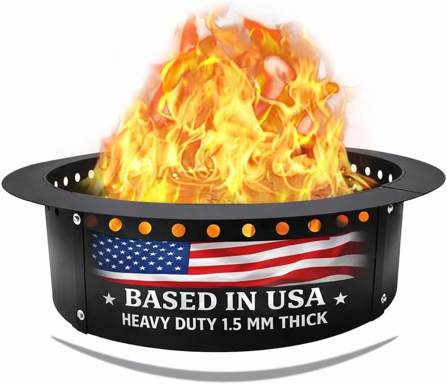 FEBTECH 36" Smokeless Fire Pit Ring Insert – Heavy-Duty Metal Liner (30" Inner Diameter) – DIY Carbon Steel Firepit Ring with Heat