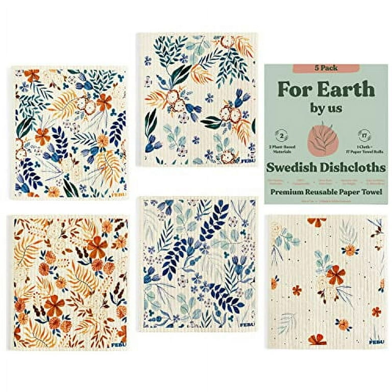 Floral Kitchen Bundle: Swedish Dishcloths & Flour Sack Tea Towels