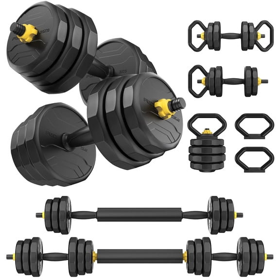 FED Adjustable Dumbbells, 48lbs Free Weight Set with 4 Modes, Used as Barbell, Kettlebells, Push up Stand, Fitness Exercises for Home Gym Suitable Men/Women