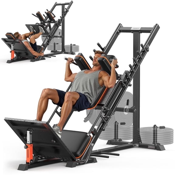 FED Fitness 3in1 Leg Press Hack Squat Machine with Stretch Board Adjustable Leg Press Machine for Home Gym with Full Range of Motion & Ultra-Quiet Pulley System