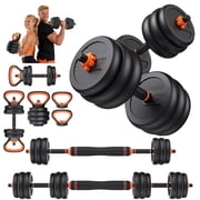 FED Fitness Adjustable Dumbbell Set,45lb Free Weight Set with Connector Bar,5 in 1 Workout Gear with Dumbbell,Kettlebell,Barbell,Push up Handle,Weight Plate,for Home Gym Fitness Exercise