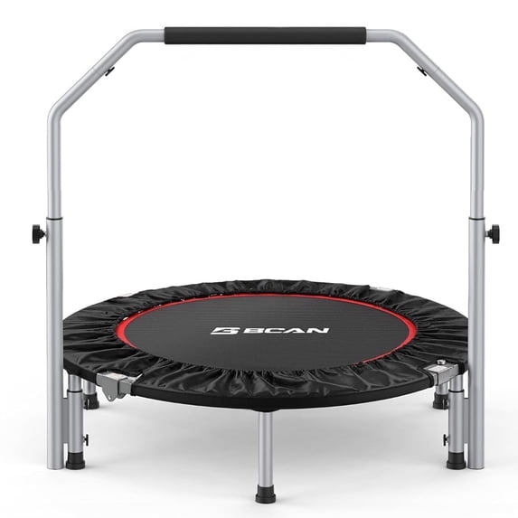 FED Fitness BCAN 40" Foldable Trampoline, Fitness Rebounder with Adjustable Handle, Exercise Trampoline for Adults/kids Workout Max Load 330lbs