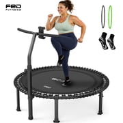 FED Fitness BCAN Pro 40" Rebounder Trampoline for Adults, 500LBS Max Load Fitness Trampoline with T-Adjustable Handle