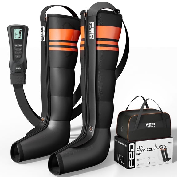 FED Fitness Compression Boots LM1, 6 Modes & 13 Intensity Levels , 3 Timing & 3 Heat Settings, 5 Independent Airbags 360° Full Coverage, Adjustable Size with Washable Liner for Leg Massage, size M
