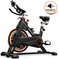 thumbnail image 1 of FED Fitness Magnetic Exercise Bike for Home, 350 lb Capacity Stationary Indoor Cycling Bike with Bluetooth App, LCD Monitor, Adjustable Seat & Handlebars, Quiet Belt Drive, 1 of 10