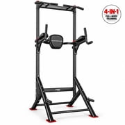 FED Fitness Sportsroyals Power Tower, 450 lb Pull Up & Dip Station, Adjustable Height Home Gym Equipment with 7-Position Backrest, Multi-Grip Pull Up Bar and Push-Up Handles