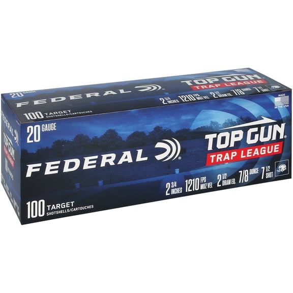 Federal Top Gun, 20 ga, 7.5 Shot, 2-3/4 in, 7/8 oz, 1210 fps, 100 Count