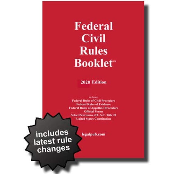 Pre-Owned 2020 Federal Civil Rules Booklet, 9781934852392, 1934852392, Paperback,