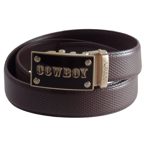 FEDEY Mens Classic Leather COWBOY Statement Ratchet Belt w Automatic Buckle