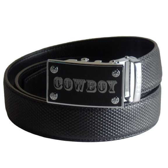 FEDEY Mens Classic Leather COWBOY Statement Ratchet Belt w Automatic Buckle