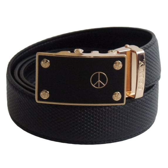 FEDEY Mens Classic Leather PEACE Statement Ratchet Belt w Automatic Buckle