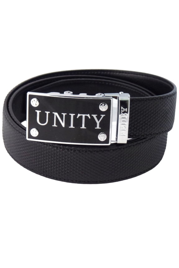 Mens Classic Leather UNITY Statement Ratchet Belt w Automatic Buckle