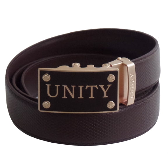 FEDEY Mens Classic Leather UNITY Statement Ratchet Belt w Automatic Buckle