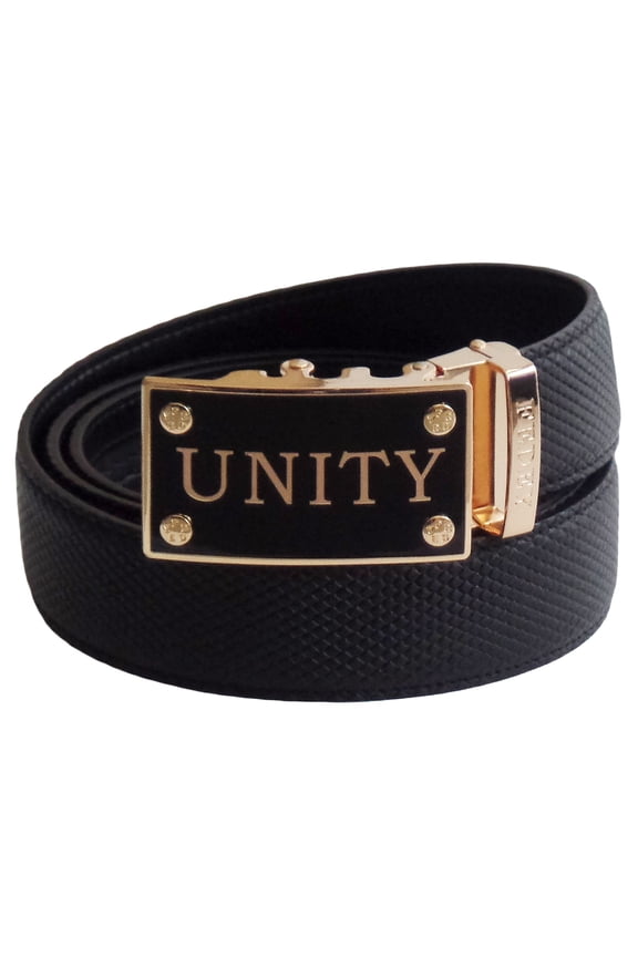 Mens Classic Leather UNITY Statement Ratchet Belt w Automatic Buckle